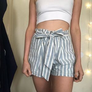 FRAME DENIM STRIPED TIE SHORTS